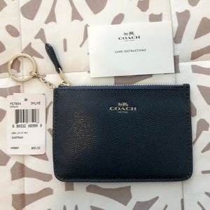 New Blue Leather Coach Key Pouch Wallet Coin Purse